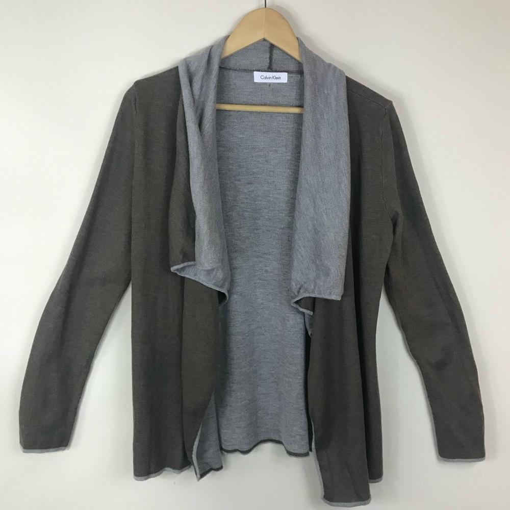 CALVIN KLEIN | Brown Open Front Cardigan